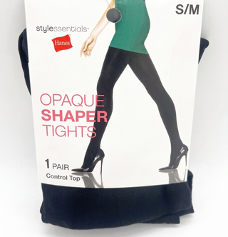 Hanes Black Opaque Shaper Control Top Tights Pantyhose Size S/M