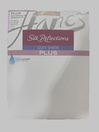 Hanes Silky Sheer Plus No-Control Top re-Toe pantyhose Travel Buff/ 1 Plus - 10 Pairs