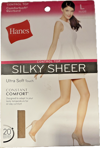 Hanes Control Top Sheer Toe Silky Sheer Comfortsoft Waistband Pantyhose -Nude L - 60 Pairs