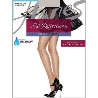 Hanes Silk Reflections Silky Control Top Sheer Toe Pantyhose- Choose Color,Size