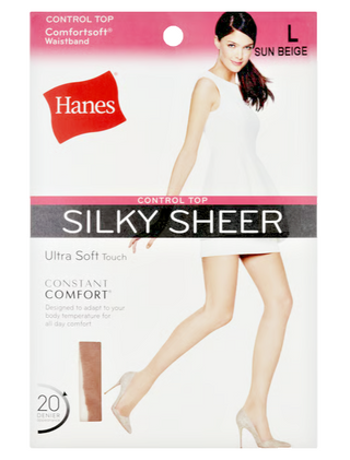 Hanes Control Top Sheer Toe Silky Sheer Comfortsoft Waistband Pantyhose -Nude L - 60 Pairs