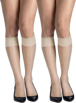 Hanes Knee Highs Silk Reflections Sheer Toe Pearl One Size (20 inch) - 10 Pairs