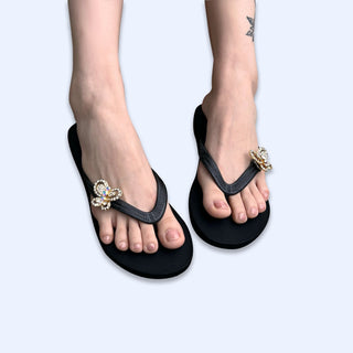 Black Popit Flip Flop for Woman Popit sandal with shoe clip Charm - EH Store USA