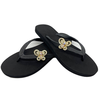 Black Popits flip flop woman sandals with Shoe clip charms (Selectable) - EH Store USA