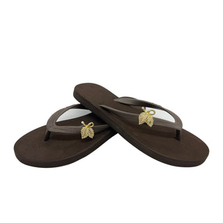 Brown Flip Flops with Changeable Charms: Summer Beach Sandals - EH Store USA