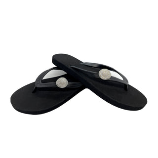 Popit Black Flip Flops with Changeable Charms - Summer Sandals