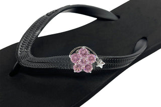 Popit Black Flip Flops with Changeable Charms: Summer Beach Sandals