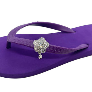 Purple Flip Flops with Changeable Charms: Summer Sandals
