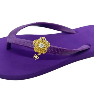 Purple Flip Flops with Changeable Charms: Summer Sandals