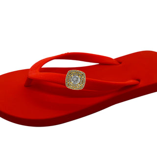 Popits Flip Flops Red Summer Sandals with Changeable Charms