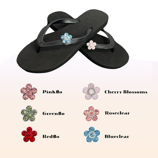 Black Flip Flops with Changeable Charms: Summer Beach Sandal