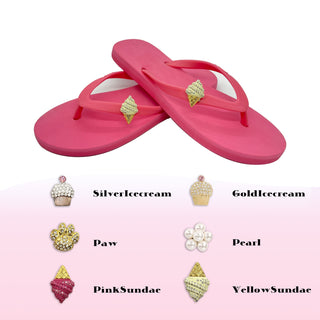 Pink Flip Flops with Changeable Charms: Summer Sandals