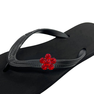 Black Flip Flops with Changeable Charms: Summer Beach Sandal