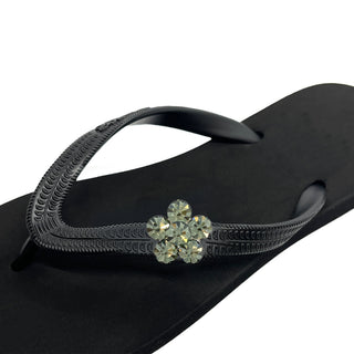 Black Flip Flops with Changeable Charms: Summer Beach Sandal