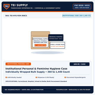 TEI Supply Wholesale Institutional Personal Hygiene & Feminine Care Supply Case - FSC 8520 / 6532