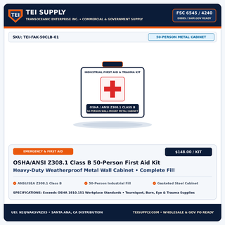 Wholesale OSHA/ANSI Z308.1 Class B 50-Person Industrial Trauma & First Aid Kit — TEI Supply
