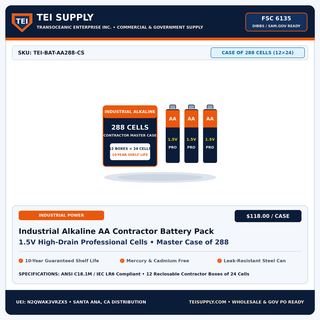 Wholesale Industrial Alkaline AA & AAA Bulk Battery Contractor Pack (Case of 288 Cells) — TEI Supply