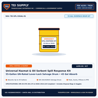 Wholesale Universal Hazmat & Oil-Only Sorbent Spill Response Drum Kit - 55-Gallon Capacity — TEI Supply