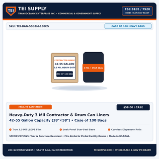 Wholesale Heavy-Duty 3 Mil Contractor & Institutional Can Liners - 42–55 Gal (Case of 100 Bags) — TEI Supply