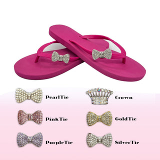 Rose Pink Flip Flops with Changeable Charm: Summer Beach Sandal - EH Store USA