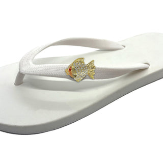 White Flip Flops with Changeable Charms: Summer Sandals - EH Store USA