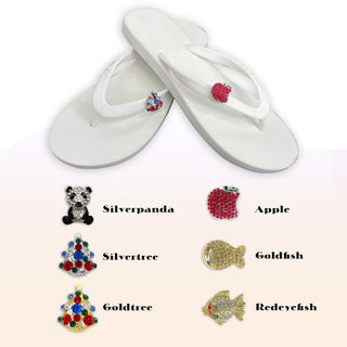 White Flip Flops with Changeable Charms: Summer Sandals - EH Store USA