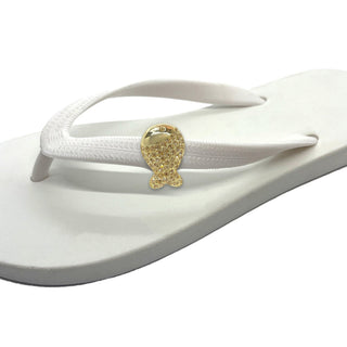 White Flip Flops with Changeable Charms: Summer Sandals - EH Store USA